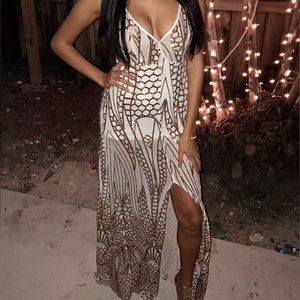 Love Culture Gold Slit Dress